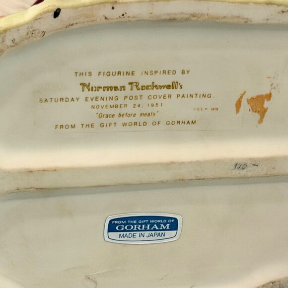 1976 Norman Rockwell GRACE BEFORE MEALS Gorham Figurine Vintage 1951 Post Cover - Picture 13 of 14